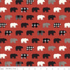SALE Wild at Heart Bears C9821 Red - Riley Blake Designs - Outdoors Bear Silhouettes Black Red Cream - Quilting Cotton Fabric