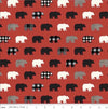 34" End of Bolt - SALE Wild at Heart Bears C9821 Red - Riley Blake - Outdoors Bear Silhouettes Black Red Cream - Quilting Cotton Fabric