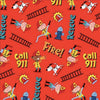 SALE Ladder Co. 1 Emergency Call DDC10584 Red by Michael Miller - Text Dogs Firefighters Ladder Company One - Quilting Cotton Fabric