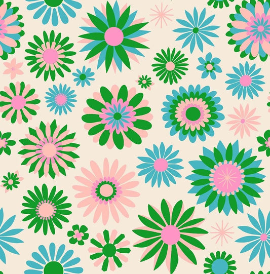 Carousel Kaleidoscope RS0097 Natural - Moda Fabrics - Flowers Floral Novelty Retro - Ru- Star Society - Quilting Cotton Fabric