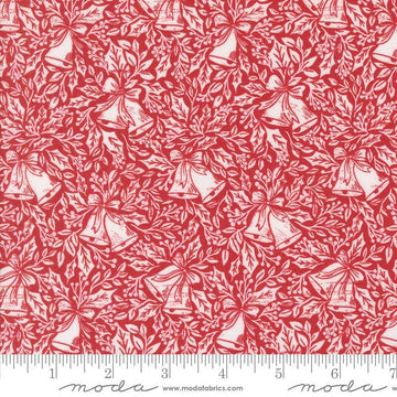 SALE Berry & Pine Bells 5242 Cranberry - Moda Fabrics - Christmas Bells Holly - Quilting Cotton Fabric