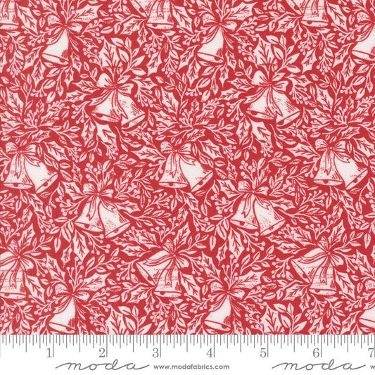 SALE Berry & Pine Bells 5242 Cranberry - Moda Fabrics - Christmas Bells Holly - Quilting Cotton Fabric
