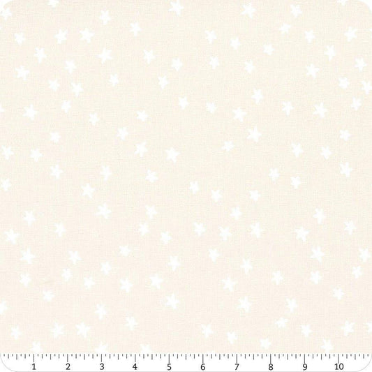 Starry New Blender Stars RS4109 White On Natural - Moda Fabrics - Small Scattered Novelty Stars - Ru- Star - Quilting Cotton Fabric