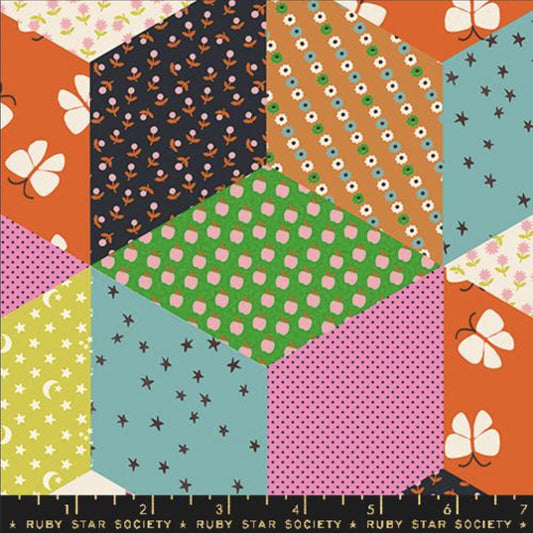 SALE Ooh Lucky Lucky Blocks RS4112 Vivid - Moda Fabrics - Patchwork Novelty Ditsy - Ru- Star Society - Quilting Cotton Fabric