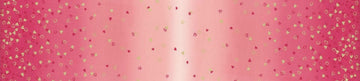 DEAL I Heart Ombre METALLIC 10875 Hot Pink - Moda - Light to Darker Pink with Gold SPARKLE Stars - Quilting Cotton Fabric