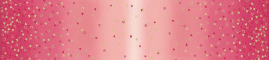 DEAL I Heart Ombre METALLIC 10875 Hot Pink - Moda - Light to Darker Pink with Gold SPARKLE Stars - Quilting Cotton Fabric