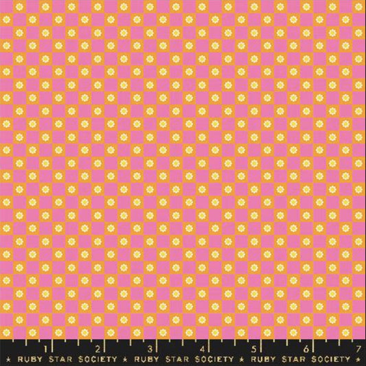 SALE Animal Animal Check RS5169 Orange - Moda Fabrics - Flower Checkered Gingham Retro Checkers - Ru- Star Society - Cotton Fabric