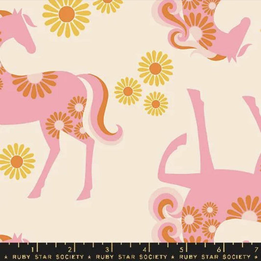 SALE Carousel Canvas Horse RS0101 Natural - Moda Fabrics - Novelty Horses Vintage Retro - Ruby Star Society - Quilting Cotton Fabric