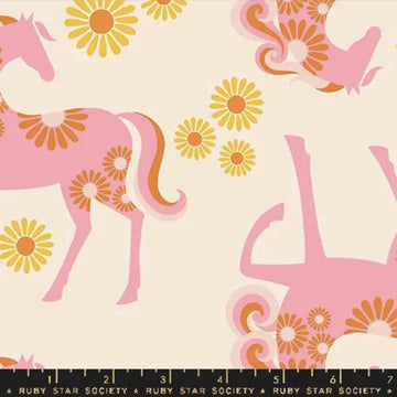 SALE Carousel Canvas Horse RS0101 Natural - Moda Fabrics - Novelty Horses Vintage Retro - Ruby Star Society - Quilting Cotton Fabric