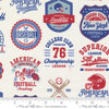 SALE Play Ball Patchwork 33810 Chalk - Moda Fabrics - Baseball Football Sports Teams Logos Icons - Quilting Cotton Fabric