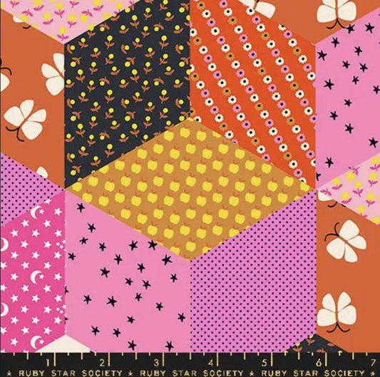 SALE Ooh Lucky Lucky Blocks RS4112 Lucky Pink - Moda Fabrics - Patchwork Novelty Ditsy - Ru- Star Society - Quilting Cotton Fabric