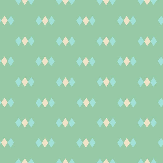 SALE Juicy Diamonds RS0093 Moss - Moda Fabrics - Novelty Retro Geometric  - Quilting Cotton Fabric