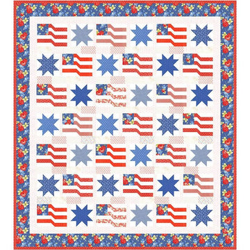 Rosie Quilt Kit KIT35420 - Fig Tree Co - Moda Fabrics - Pattern Fabric - Piecing - Patriotic Flag Stars - Quilting Cotton Fabric