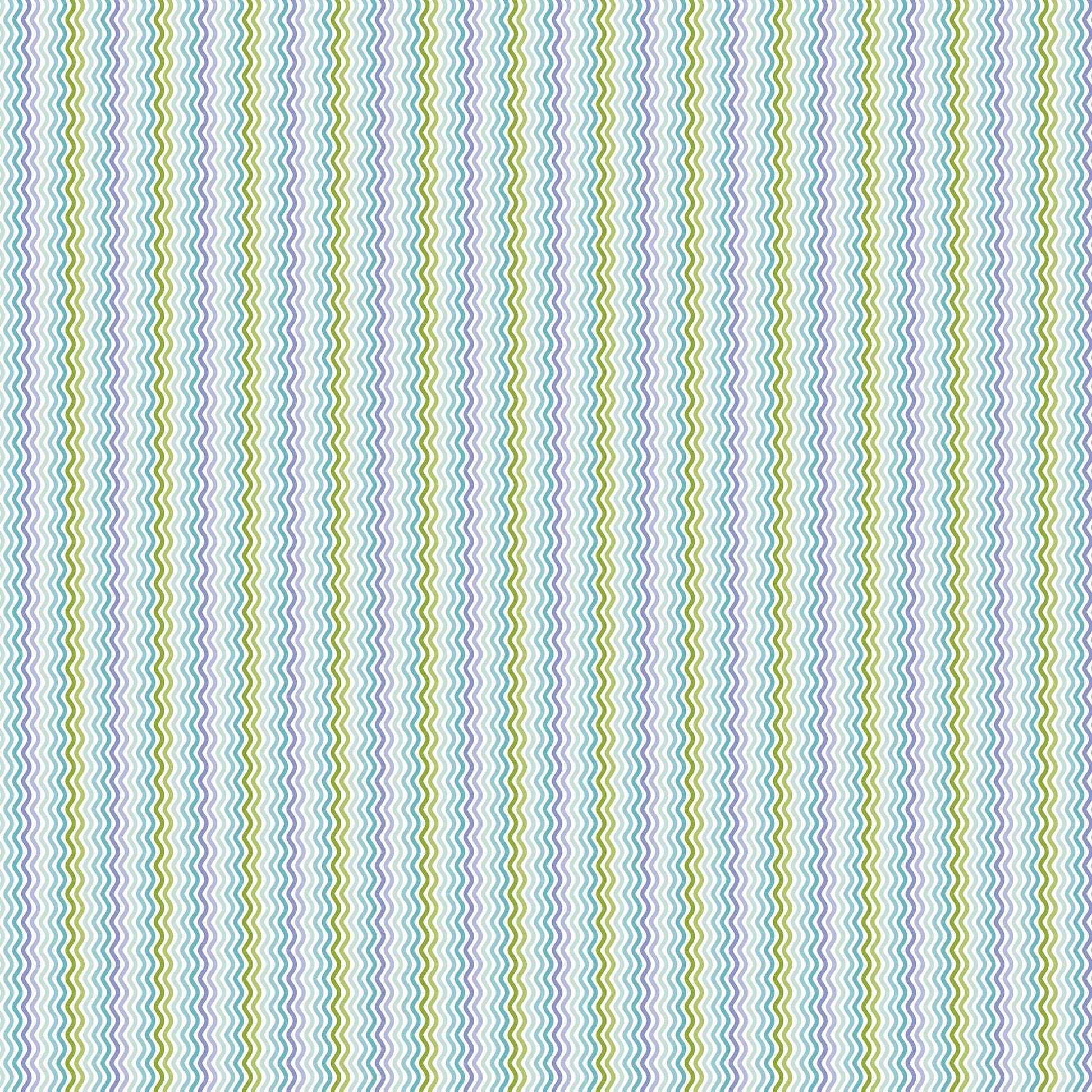 Image of Easter Garden Ric Rac Stripe Multi quilting cotton fabric by Julie Lynch for Riley Blake Designs. Features stripes on a blue background. Cute Little Fabric Shop.