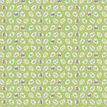 Image of Easter Garden Floral Easter Eggs Green quilting cotton fabric by Julie Lynch for Riley Blake Designs. Features flowers on a green background. Cute Little Fabric Shop.