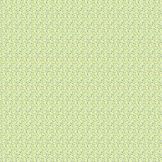 Image of Easter Garden Confetti Dots Light Green quilting cotton fabric by Julie Lynch for Riley Blake Designs. Features dots on a green background. Cute Little Fabric Shop.