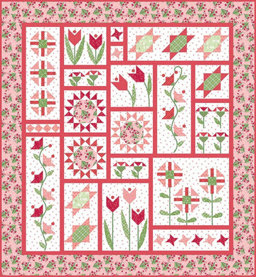 SALE Petal Patch PATTERN P112 - Jillily Studio - Riley Blake Designs - INSTRUCTIONS Only - Pieced Flowers Star Blocks Floral Leaf Leaves