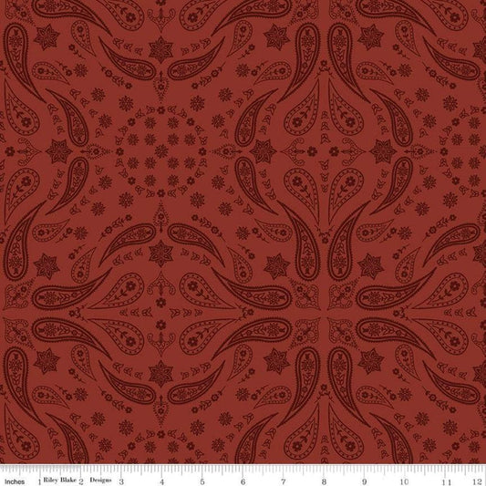 Back of the Chutes Bandana C10132 Rust - Riley Blake Designs - Geometric Abstract Shapes Lines Swirls - Quilting Cotton Fabric