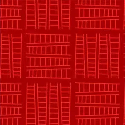 SALE Ladder Co. 1 Tall Ladder Red - Michael Miller Fabrics - Ladder Company One Ladders Geometric Children's - Quilting Cotton Fabric