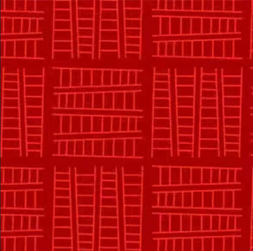 SALE Ladder Co. 1 Tall Ladder Red - Michael Miller Fabrics - Ladder Company One Ladders Geometric Children's - Quilting Cotton Fabric