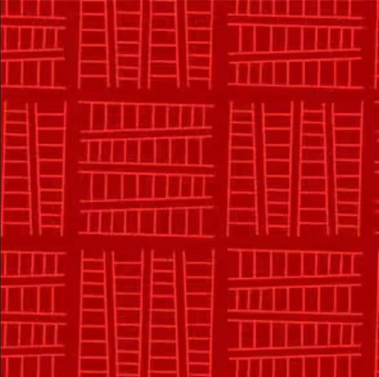 SALE Ladder Co. 1 Tall Ladder Red - Michael Miller Fabrics - Ladder Company One Ladders Geometric Children's - Quilting Cotton Fabric