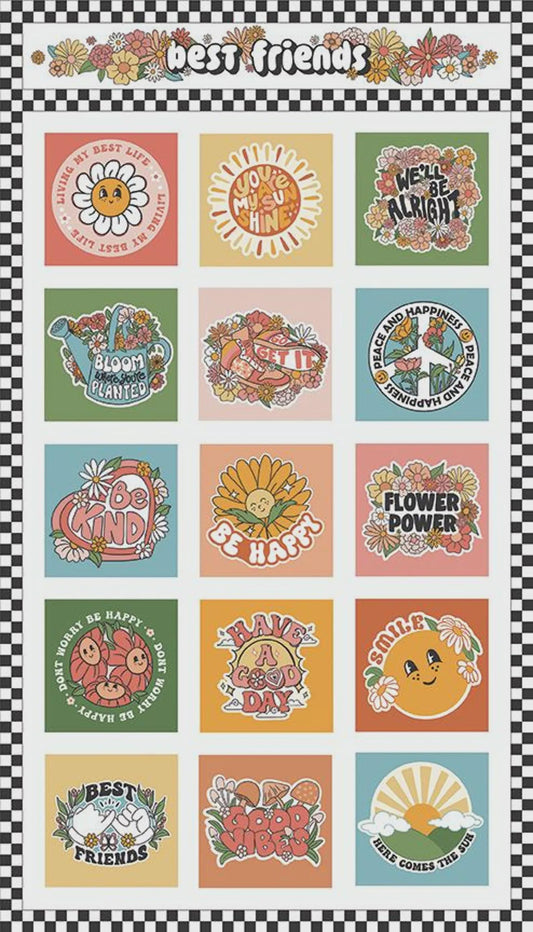 Besties Best Friends Panel P15817 - Riley Blake Designs - Positive Quotes Uplifting Text & Images - Quilting Cotton Fabric
