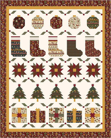 Christmas Row Quilt PATTERN P188 - Sew-N-Quilt - Riley Blake Designs - INSTRUCTIONS Only - Stockings Stars Trees Presents Ornaments