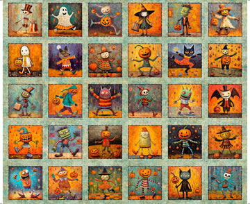 MINKY Creepin' It Real Halloween Picture Patch 60" Wide 30385 Sage - QT Fabrics - Floral Flowers Bees Fruit Beehives - 100% Polyester