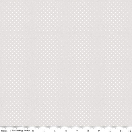 Image of Elegant Essentials Polka Dot White quilting cotton fabric by Jennifer Bosworth for Riley Blake Designs. Features dots on a white background. Cute Little Fabric Shop.
