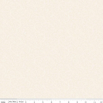 Image of Elegant Essentials Scroll Cream quilting cotton fabric by Jennifer Bosworth for Riley Blake Designs. Features swirls on a cream background. Cute Little Fabric Shop.