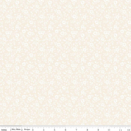 Image of Elegant Essentials Small Floral Cream quilting cotton fabric by Jennifer Bosworth for Riley Blake Designs. Features flowers on a cream background. Cute Little Fabric Shop.