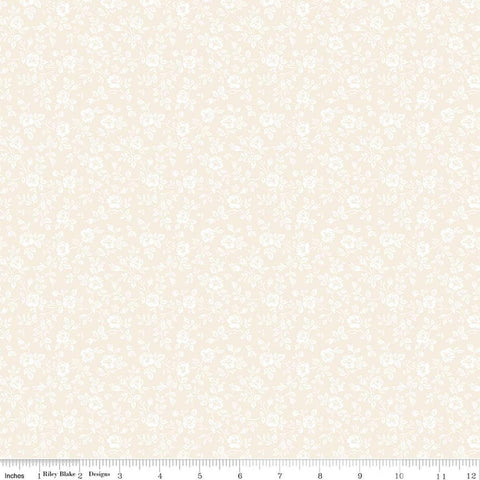 Image of Elegant Essentials Small Floral Cream quilting cotton fabric by Jennifer Bosworth for Riley Blake Designs. Features flowers on a cream background. Cute Little Fabric Shop.