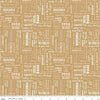 Image of A Spoonful of Sugar Storybook Gold quilting cotton fabric by Jennifer Long for Riley Blake Designs. Features words on a yellow background. Cute Little Fabric Shop