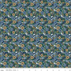 Image of A Spoonful of Sugar Park Garden Blueberry quilting cotton fabric by Jennifer Long for Riley Blake Designs. Features flowers on a blue background. Cute Little Fabric Shop