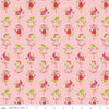 Image of Awakening Spring Charms Pink quilting cotton fabric by Cherry Guidry for Riley Blake Designs. Features flowers and animals on a pink background. Cute Little Fabric Shop.