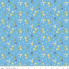 Image of Awakening Blossoms Blue quilting cotton fabric by Cherry Guidry for Riley Blake Designs. Features flowers on a blue background. Cute Little Fabric Shop.