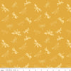 Image of Awakening Libellulas Gold quilting cotton fabric by Cherry Guidry for Riley Blake Designs. Features dragonflies on a yellow background. Cute Little Fabric Shop.