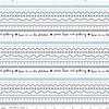 Image of Blue Blooms and Threads Stitches White quilting cotton fabric by Christopher Thompson for Riley Blake Designs. Features printed stitches on a white background. Cute Little Fabric Shop.