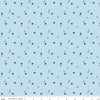 Image of Blue Blooms and Threads Ditsy Blue quilting cotton fabric by Christopher Thompson for Riley Blake Designs. Features flowers on a blue background. Cute Little Fabric Shop.