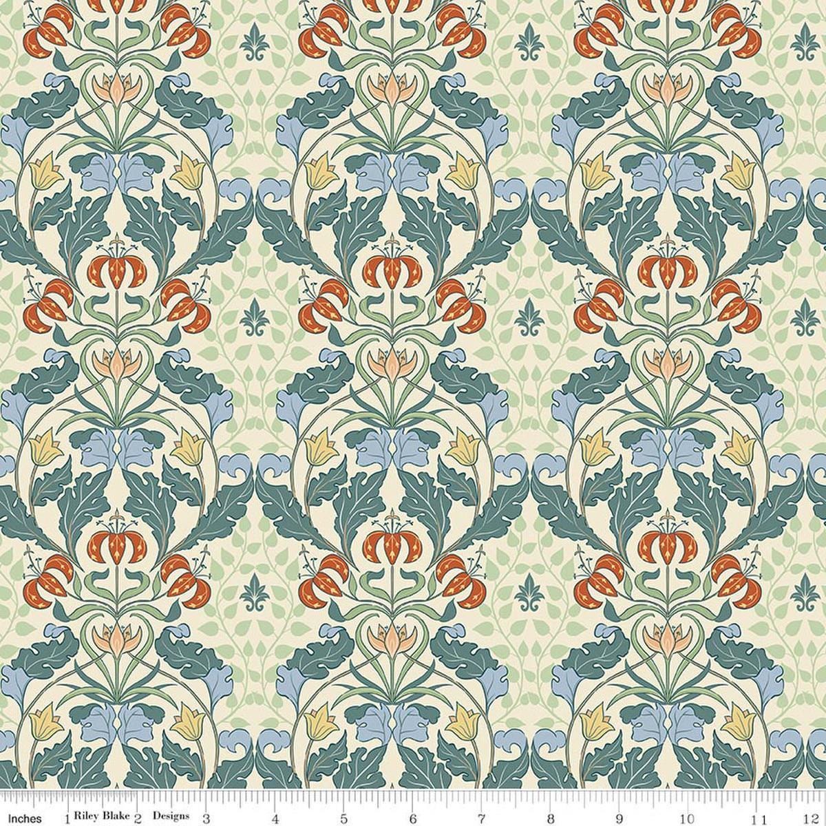 Image of Ambleside Tapestry Cream quilting cotton fabric by Amanda Niederhauser for Riley Blake Designs. Features flowers on a cream background. Cute Little Fabric Shop
