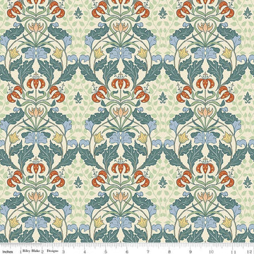 Image of Ambleside Tapestry Cream quilting cotton fabric by Amanda Niederhauser for Riley Blake Designs. Features flowers on a cream background. Cute Little Fabric Shop