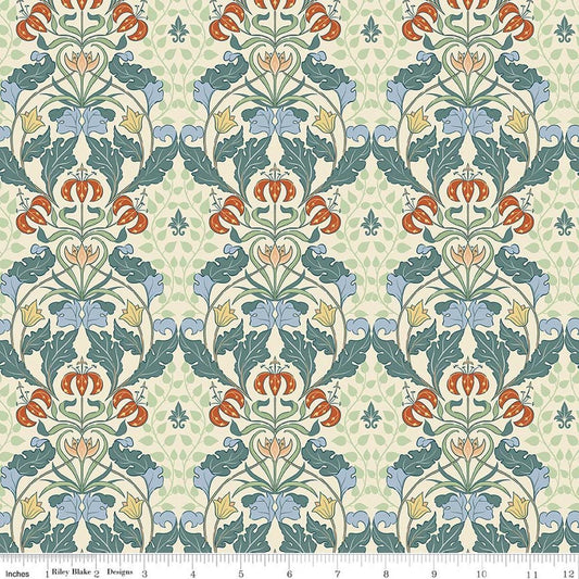 Image of Ambleside Tapestry Cream quilting cotton fabric by Amanda Niederhauser for Riley Blake Designs. Features flowers on a cream background. Cute Little Fabric Shop