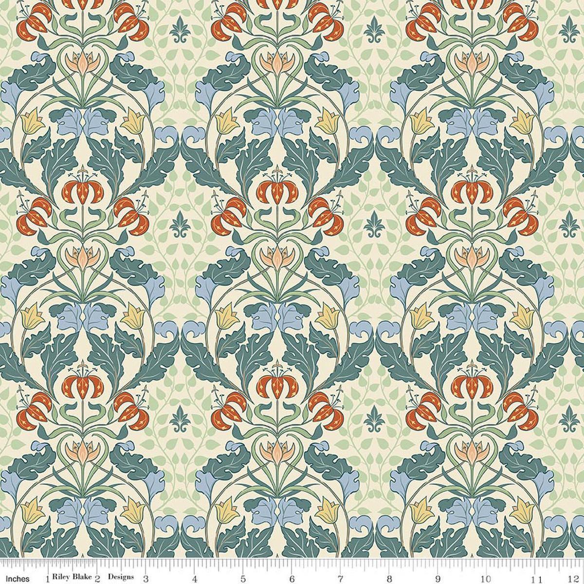 Image of Ambleside Tapestry Cream quilting cotton fabric by Amanda Niederhauser for Riley Blake Designs. Features flowers on a cream background. Cute Little Fabric Shop