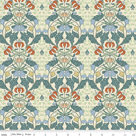 Image of Ambleside Tapestry Cream quilting cotton fabric by Amanda Niederhauser for Riley Blake Designs. Features flowers on a cream background. Cute Little Fabric Shop