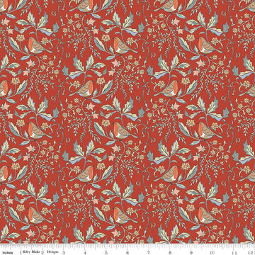 Image of Ambleside Main Burnt Orange quilting cotton fabric by Amanda Niederhauser for Riley Blake Designs. Features flowers on an orange background. Cute Little Fabric Shop