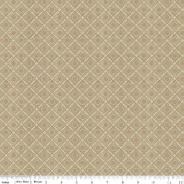 Image of Ambleside Peels Sand quilting cotton fabric by Amanda Niederhauser for Riley Blake Designs. Features a geometric design on a beige background. Cute Little Fabric Shop