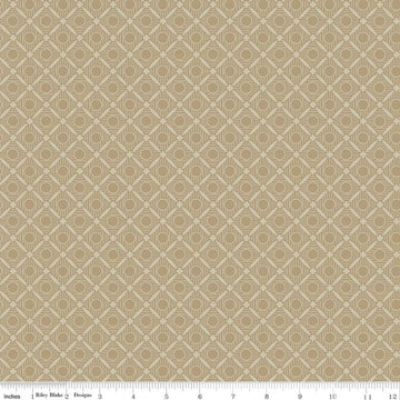 Image of Ambleside Peels Sand quilting cotton fabric by Amanda Niederhauser for Riley Blake Designs. Features a geometric design on a beige background. Cute Little Fabric Shop