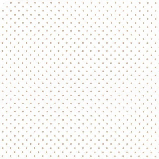 35" End of Bolt - Flat Swiss Dots on White C660 Beach - Riley Blake Designs - Light Brown Polka Dot - Quilting Cotton Fabric
