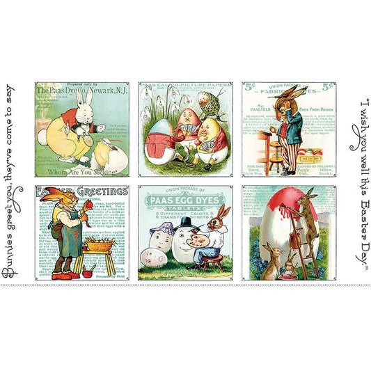 DEAL Egg Hunt Large Patch Panel PD17141 - Riley Blake Designs - DIGITALLY PRINTED - Vintage Easter - Quilting Cotton Fabric