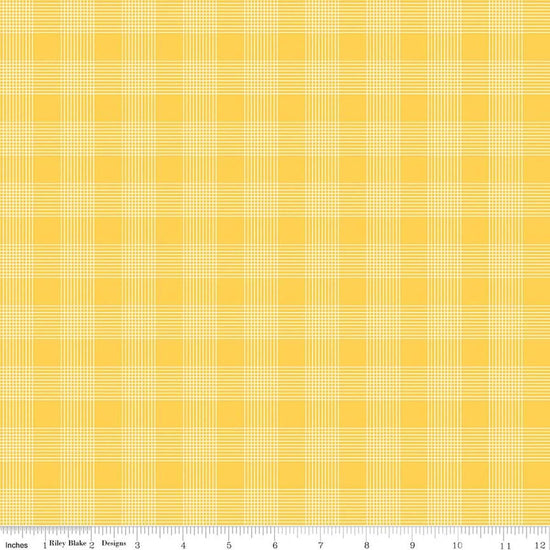 Image of Egg Hunt Plaid Yellow quilting cotton fabric by J. Wecker Frisch for Riley Blake Designs. Features plaid on a yellow background. Cute Little Fabric Shop.